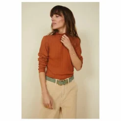 Sous Pull Femme Cotelé Coton Bio | Noisette