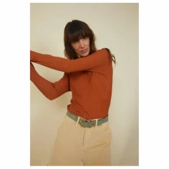 Sous Pull Femme Cotelé Coton Bio | Noisette