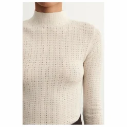 Sous-pull Col Cheminé Pointelle Laine Mérinos - Collection Femme | Ecru