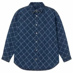 Sur-Chemise Flowers Grid Denim | Indigo