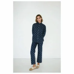 Sur-Chemise Flowers Grid Denim | Indigo