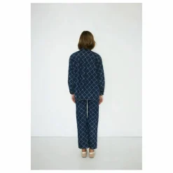 Sur-Chemise Flowers Grid Denim | Indigo