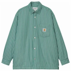 Sur-Chemise Grimsby Rayée Popeline de Coton | Vert
