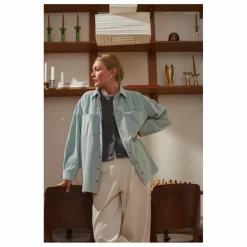 Sur-Chemise Paola Velours Côtelé - Collection Femme | Bleu céladon