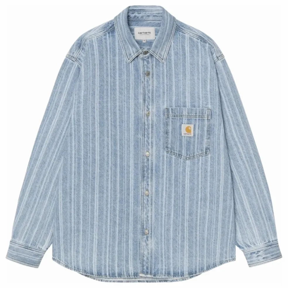 Sur-Chemise Rylan Hampton Rayée | Denim bleached