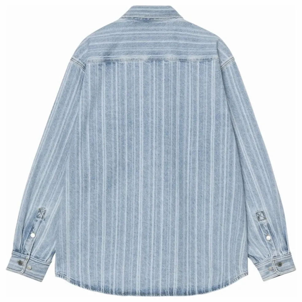 Sur-Chemise Rylan Hampton Rayée | Denim bleached