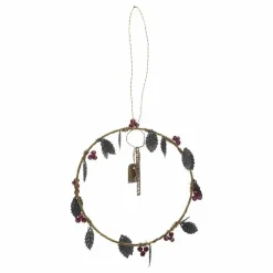 Suspension couronne de feuillage diam 10 cm | Argenté