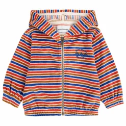 Sweat à Capuche Rayé Velours | Rouge