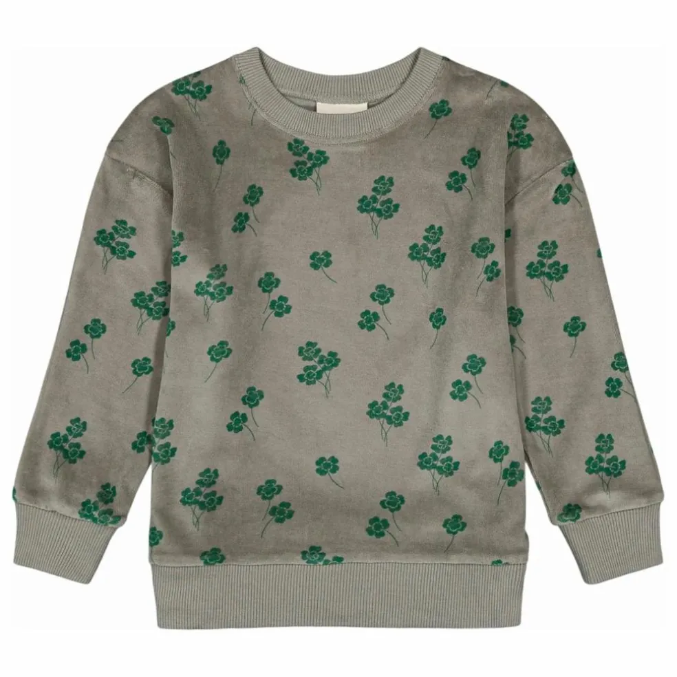 Sweat Bart Trèfles Velours Coton Bio | Gris