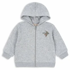 Sweat Capuche Lou Tigres Coton Bio | Gris chiné