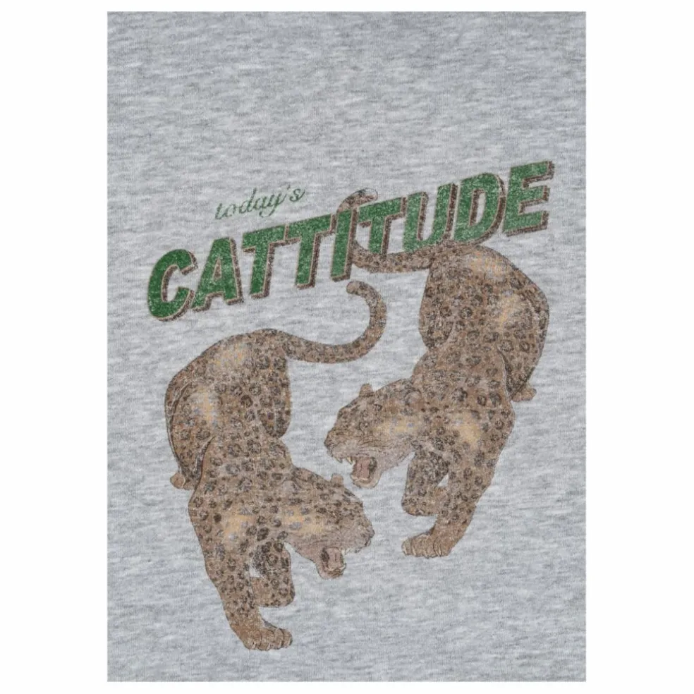 Sweat Capuche Lou Tigres Coton Bio | Gris chiné