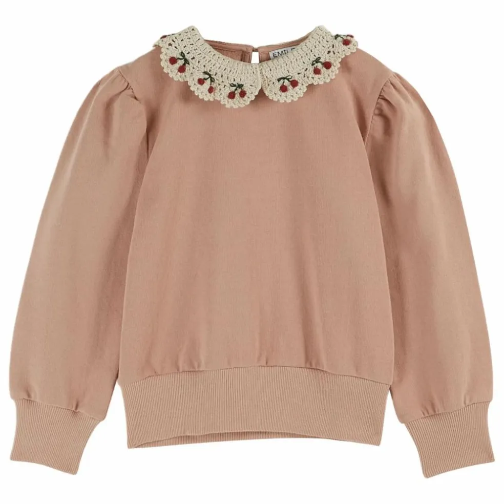 Sweat Col Brodé | Rose poudré