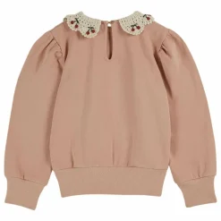 Sweat Col Brodé | Rose poudré
