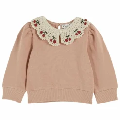 Sweat Col Brodé | Rose poudré