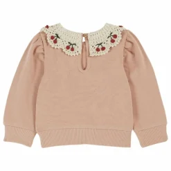 Sweat Col Brodé | Rose poudré