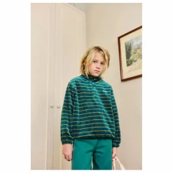 Sweat Col Montant Rayé Velours | Vert