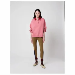 Sweat Col Polo Oversize Colour Block Coton Bio - Collection Femme | Rose