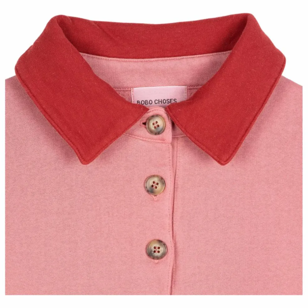 Sweat Col Polo Oversize Colour Block Coton Bio - Collection Femme | Rose