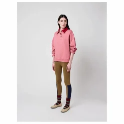 Sweat Col Polo Oversize Colour Block Coton Bio - Collection Femme | Rose