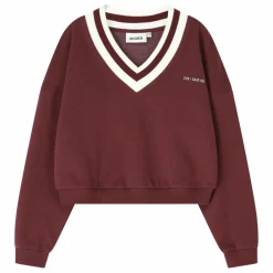 Sweat Col V Coton Bio | Bordeaux