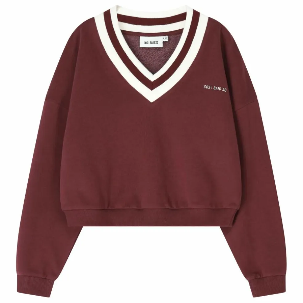 Sweat Col V Coton Bio | Bordeaux