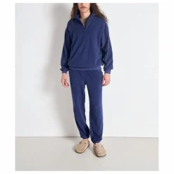Sweat Col Zippé Bobypark Bouclette Coton Bio | Bleu foncé