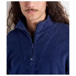 Sweat Col Zippé Bobypark Bouclette Coton Bio | Bleu foncé