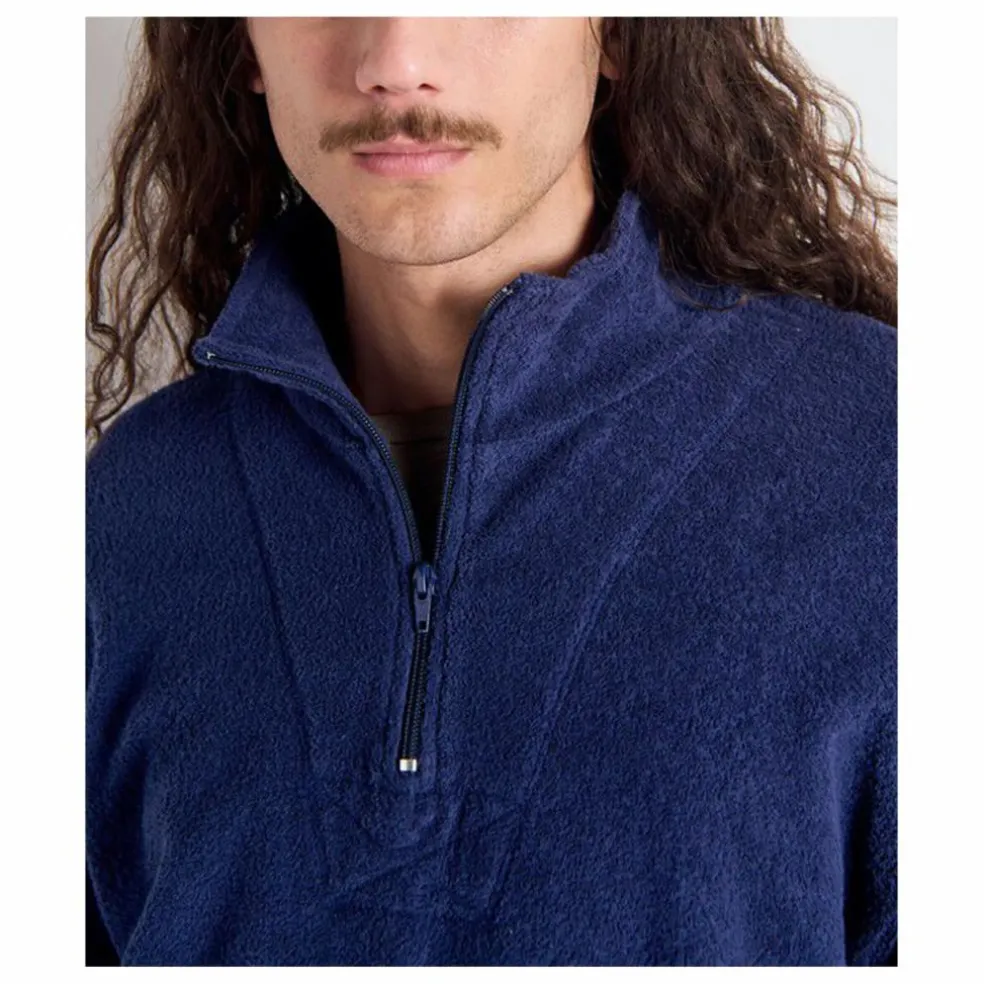 Sweat Col Zippé Bobypark Bouclette Coton Bio | Bleu foncé