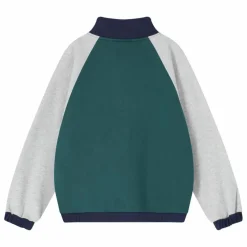Sweat Col Zippé Colorblock Coton Bio | Gris