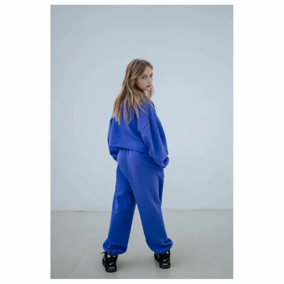Sweat Crop Top Coton Bio | Bleu