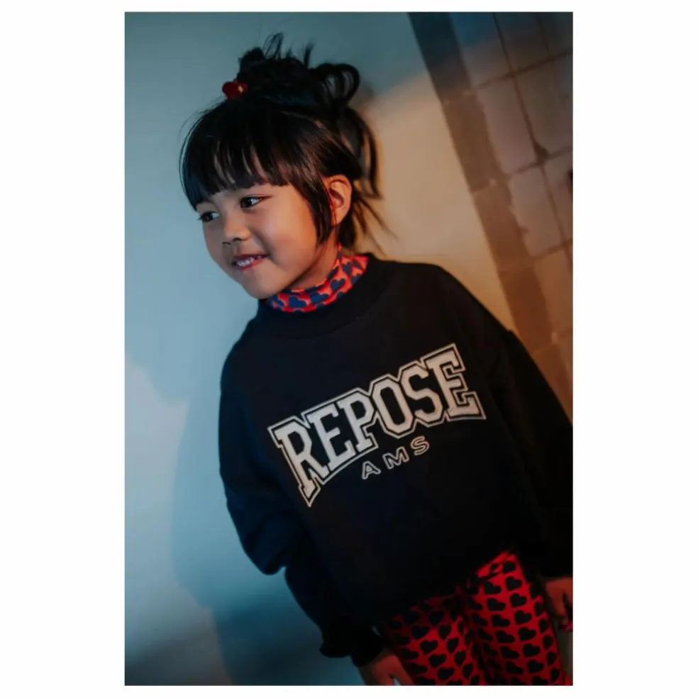 Sweat Crop Top Logo Coton Bio | Noir