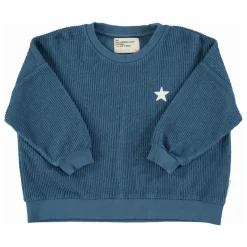 Sweat Côtelé Piupiuchick Coton Bio | Bleu pétrole
