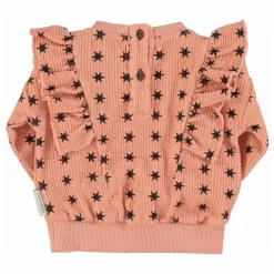 Sweat Côtelé Volants Etoiles Coton Bio | Corail