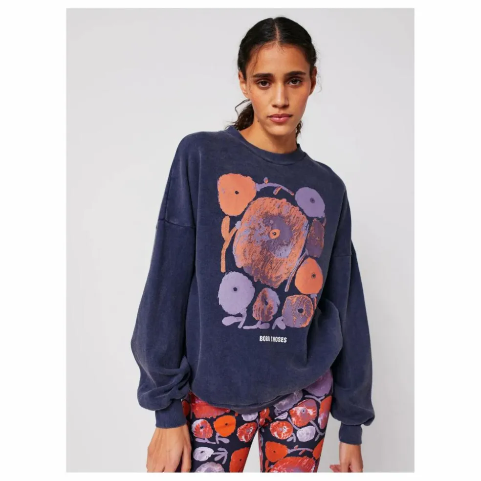 Sweat Dahlia Coton Bio et Recyclé - Collection Femme | Bleu marine