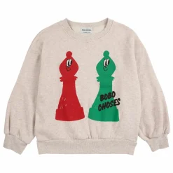 Sweat Echecs Coton Bio | Beige chiné