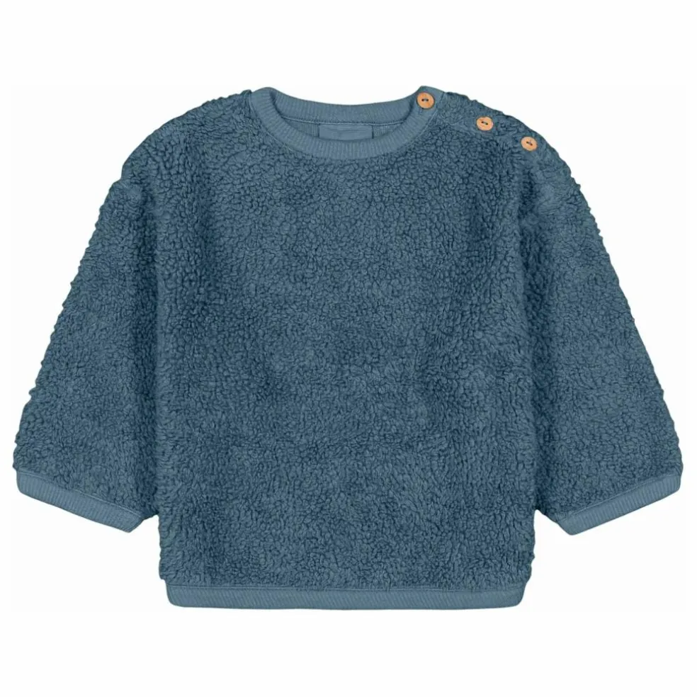 Sweat Façon Sherpa Ours Coton Bio | Bleu gris