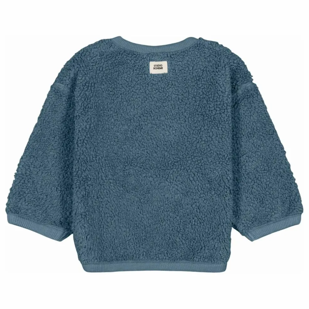 Sweat Façon Sherpa Ours Coton Bio | Bleu gris
