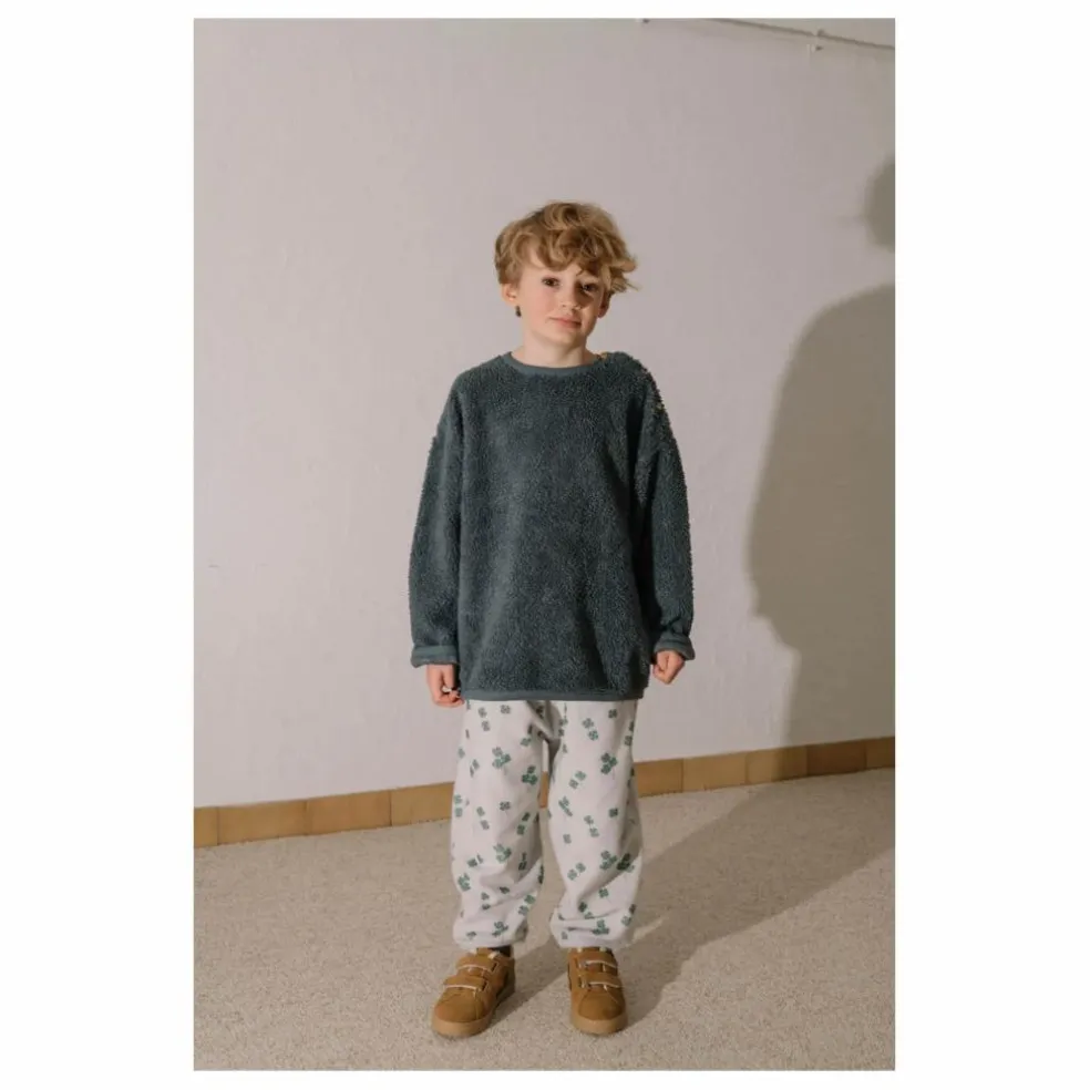 Sweat Façon Sherpa Ours Coton Bio | Bleu gris