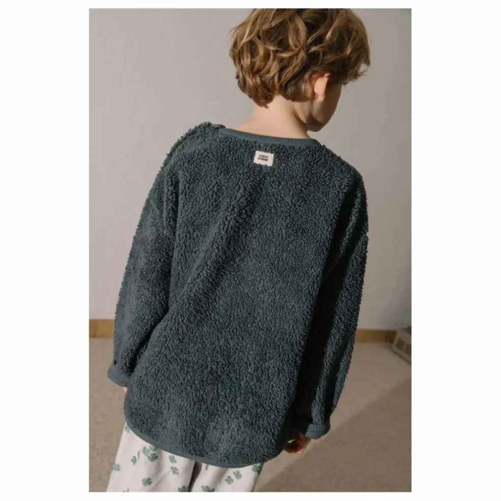 Sweat Façon Sherpa Ours Coton Bio | Bleu gris