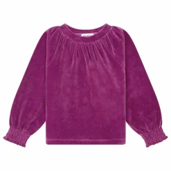Sweat Fille Col Rond en Velours | Rose fuschia