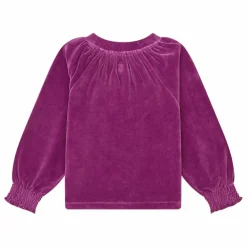Sweat Fille Col Rond en Velours | Rose fuschia