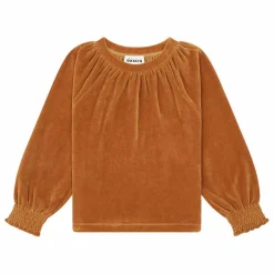 Sweat Fille Col Rond en Velours | Noisette