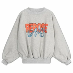 Sweat Iris Crop Coton Bio | Gris chiné