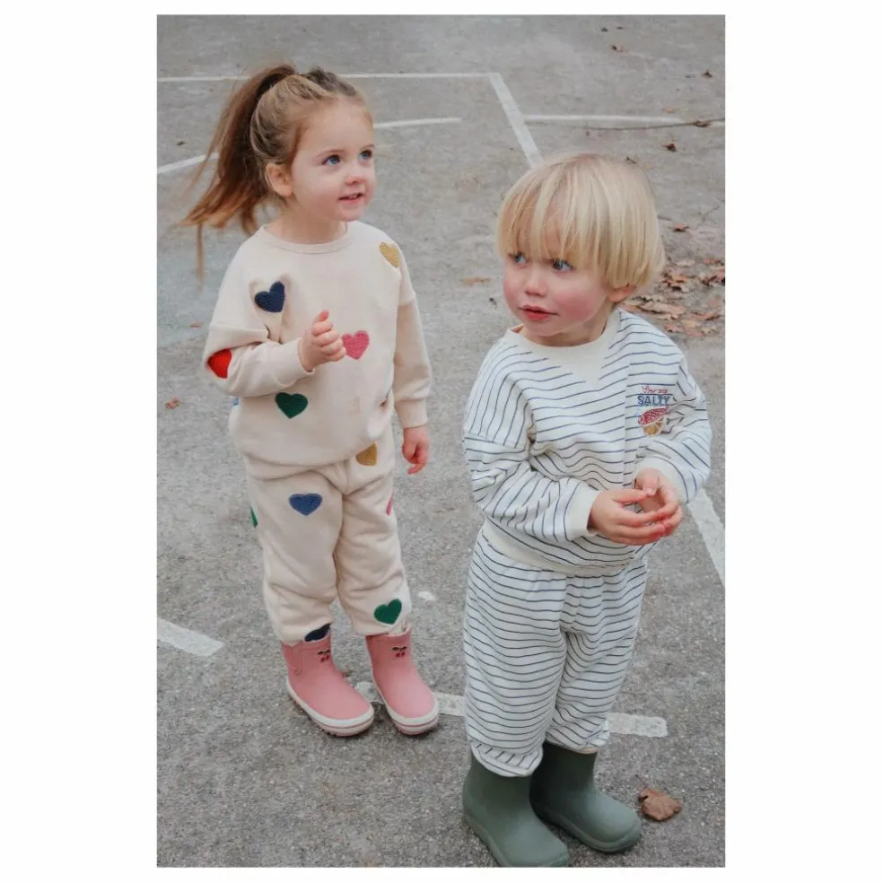 Sweat Lou Cœurs Coton Bio | Rose pêche