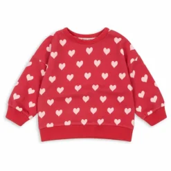 Sweat Loupy Lou Cœurs Coton Bio | Rouge