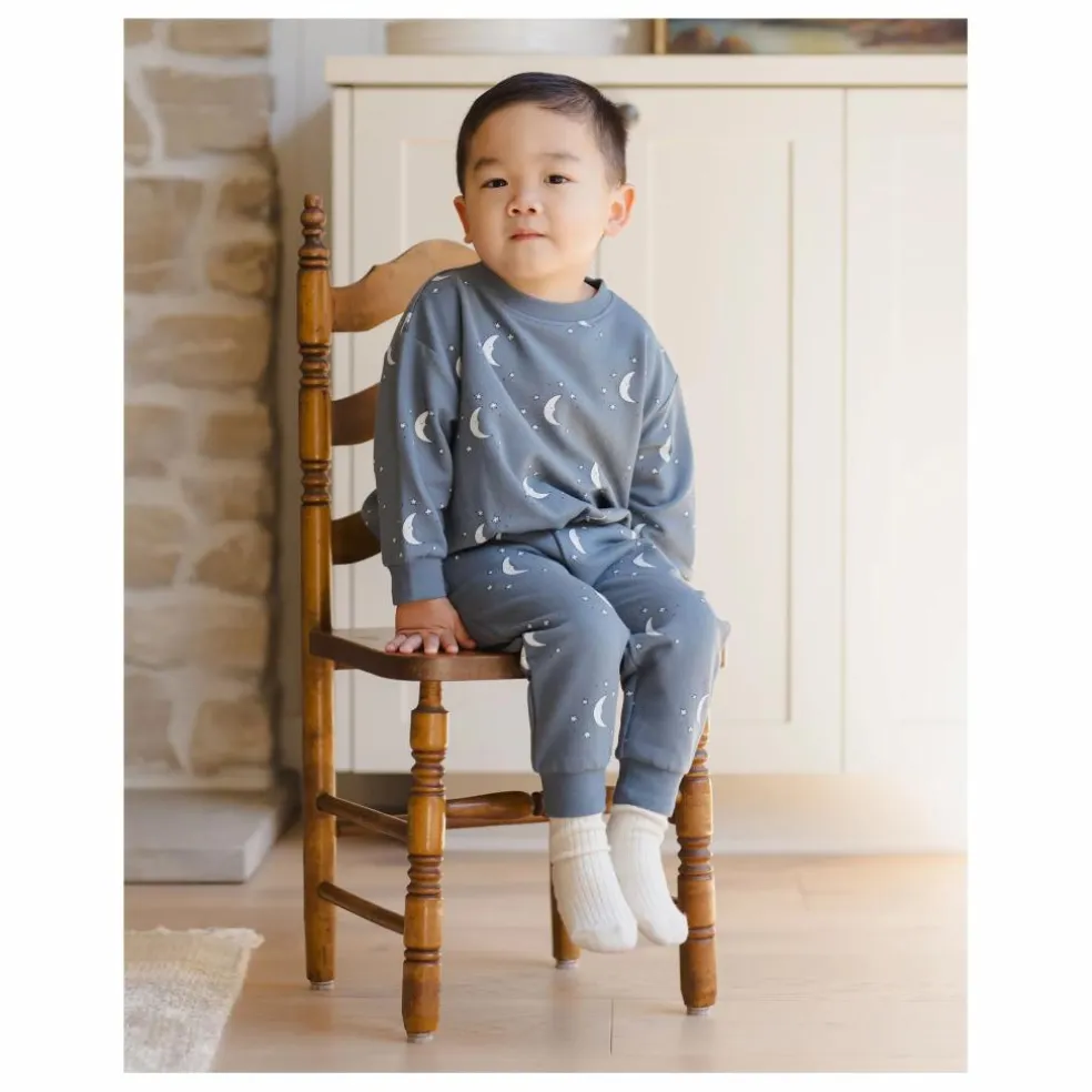 Sweat Lunes Coton Bio | Bleu gris