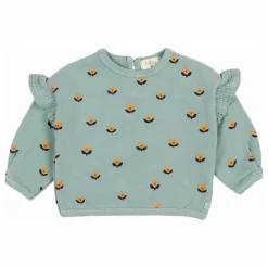 Sweat Naïf Volants Coton Bio | Vert Cèdre