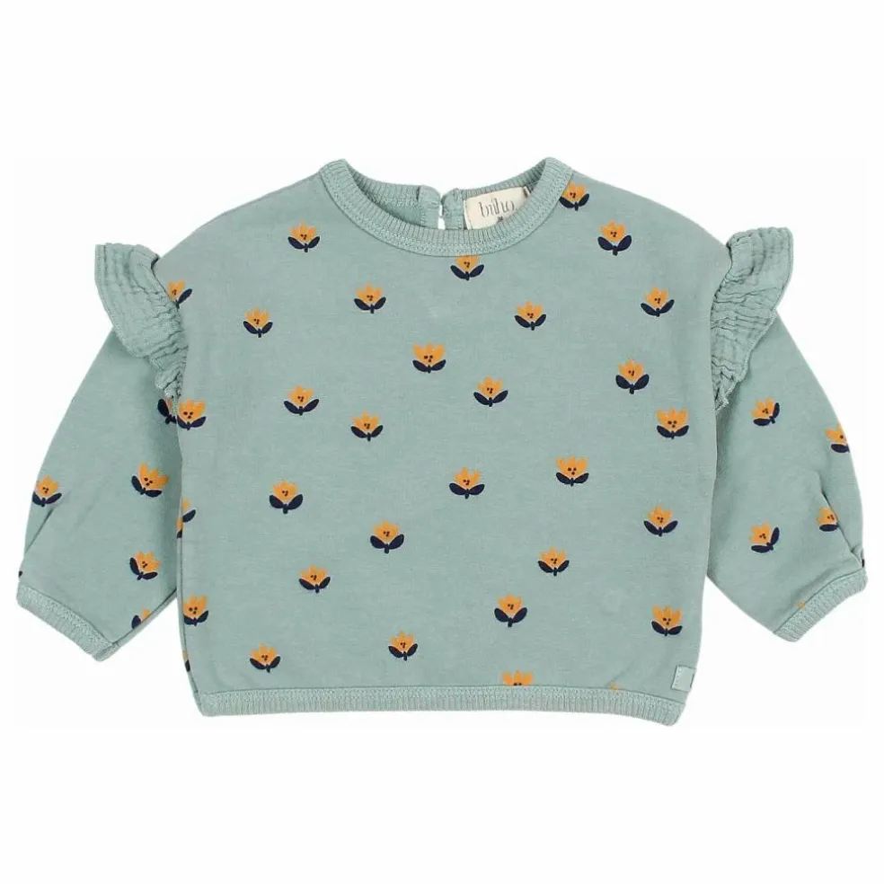 Sweat Naïf Volants Coton Bio | Vert Cèdre