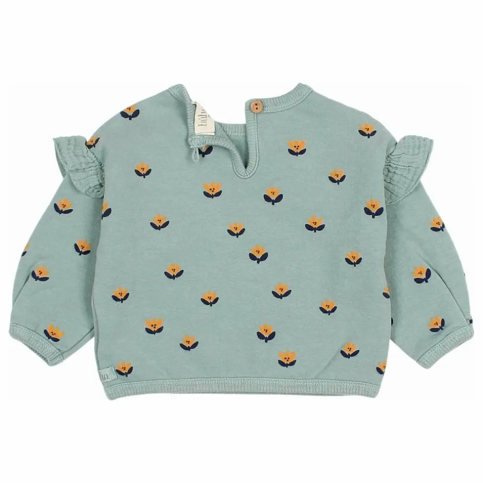 Sweat Naïf Volants Coton Bio | Vert Cèdre