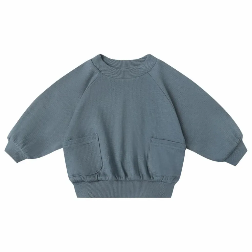 Sweat Pointelle Coton Bio | Bleu gris